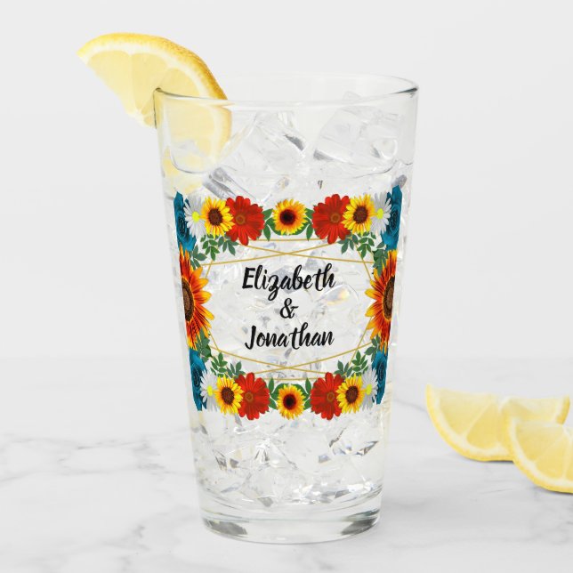 Copo De Pint Terreno de Verão Floral Geométrico (Gelo frontal)