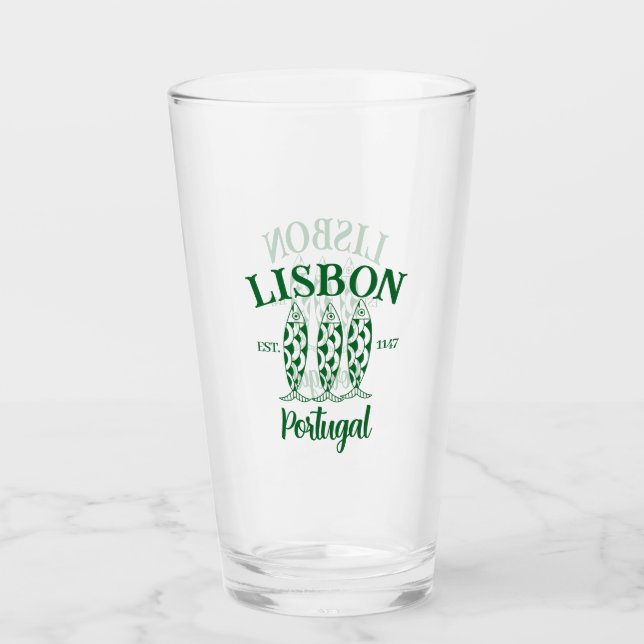 Copo De Pint Texto Est de Lisboa Personalizado Branco (Frente)