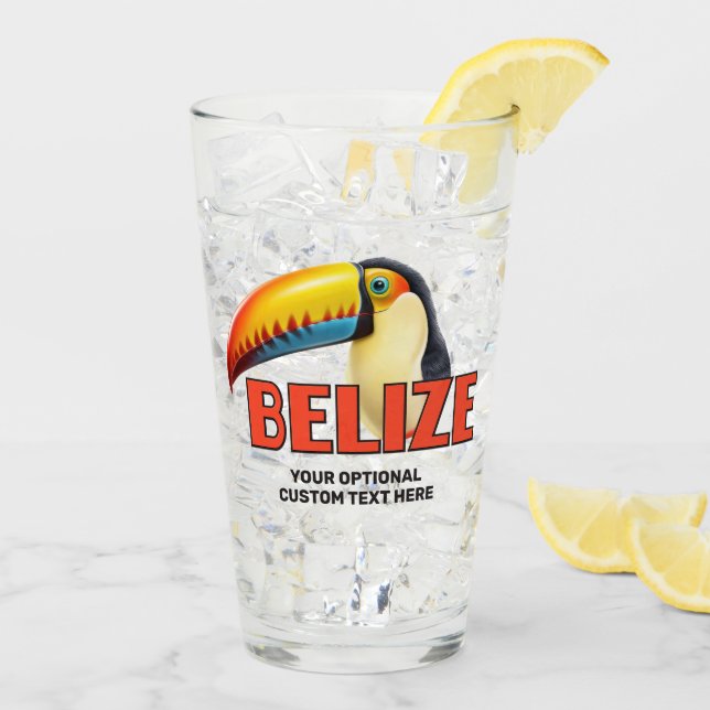 Copo De Pint Texto Personalizado BELIZE Toucan (Gelo traseiro)