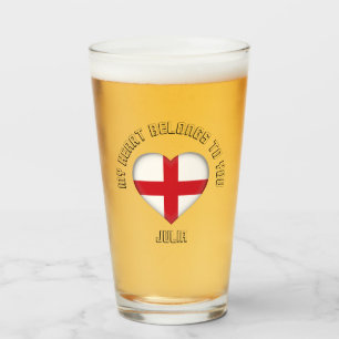 Copo De Pint Texto Personalizado Coração do Sinalizador Ingl