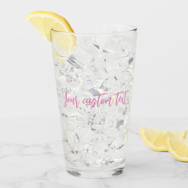 Copo De Pint Texto personalizado de script personalizado rosa g (Gelo frontal)