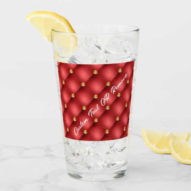 Copo De Pint Texto Personalizado de Vidro Vermelho e Dourado (Gelo frontal)