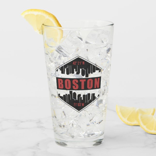 Copo De Pint Texto Personalizado em Boston Massachusetts (Gelo frontal)