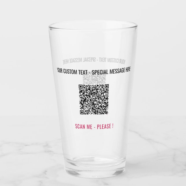 Copo De Pint Texto personalizado personalizado e vidro de códig (Frente)