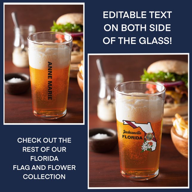 Copo De Pint Texto Personalizado Sinalizador Flor e Flor Laranj (Criador carregado)