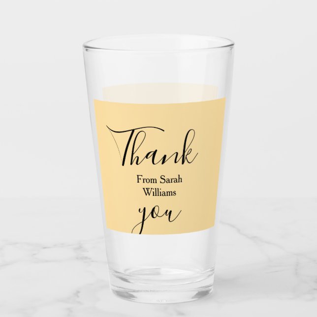 Copo De Pint Thank you from add name yellow Pastel boho wedding (Frente)
