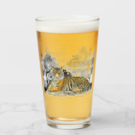 Copo De Pint Tigre Bengala Pintado À Mão