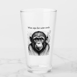 Copo De Pint Tinta branca preta, macaca engraçada, personalizad
