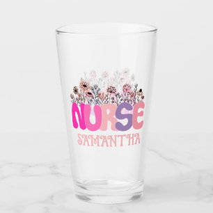 Copo De Pint Tipografia "Enfermeira" elegante com Floral Vibran
