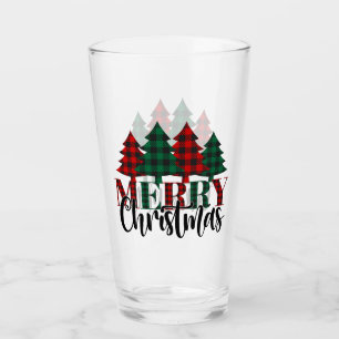 Copo De Pint Tipografia Feliz Natal com Árvores de Natal