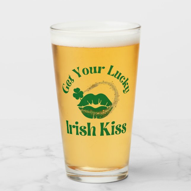 Copo De Pint Tire Sua Sorte De Beijo Irlandês 1 (Frente (Preenchido))