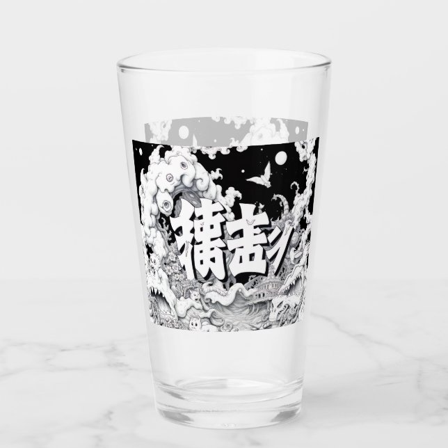 Copo De Pint Tóquio Preto e Branco (Frente)