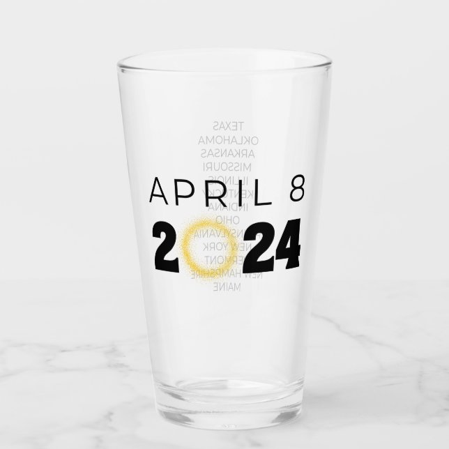 Copo De Pint Total Solar Eclipse EUA 8 de abril de 2024 (Frente)