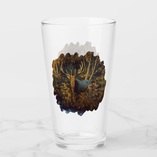 Copo De Pint Touro Elk na Floresta do outono (Frente)