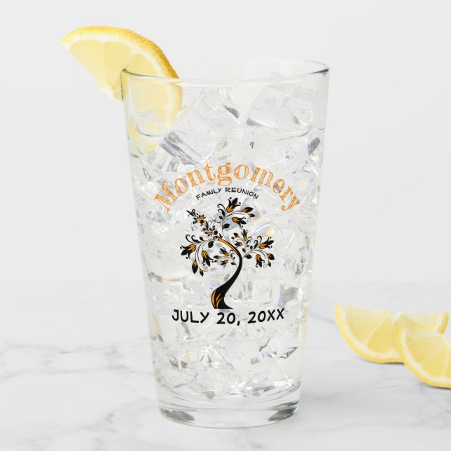 Copo De Pint Trabalho de arte de Árvore Negra Laranja Trendy de (Gelo frontal)