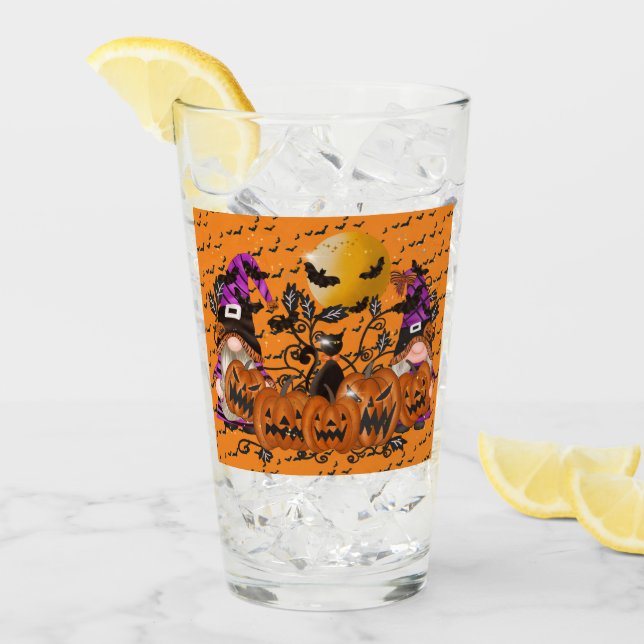 Copo De Pint Trendy Happy Halloween Orange Gnomo (Gelo frontal)