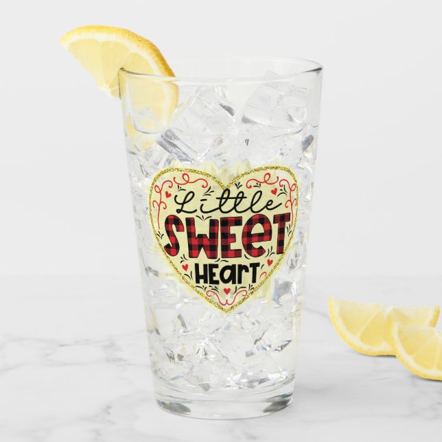 Copo De Pint Trendy Heart Glitter Dia de os namorados (Gelo frontal)