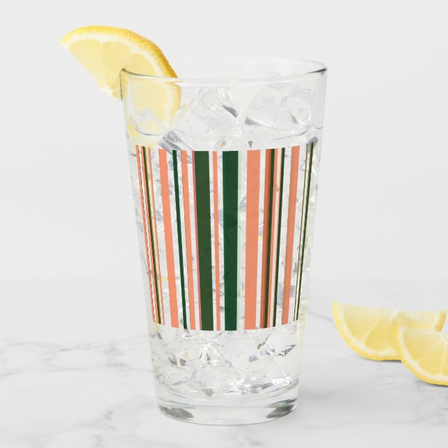Copo De Pint Trendy Modern Orange White Stripes Glass (Gelo frontal)