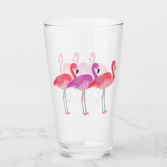 Copo De Pint Três Flamingos Coloridos (Frente)