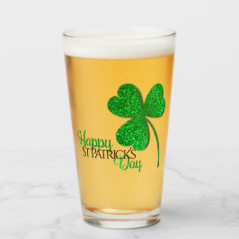 Copo De Pint Trevo de Purpurina Verde Feliz Dia de São Patrício