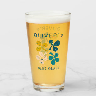 Copo De Pint Trevo de Quatro Folhas do Dia de São Patrício Nome