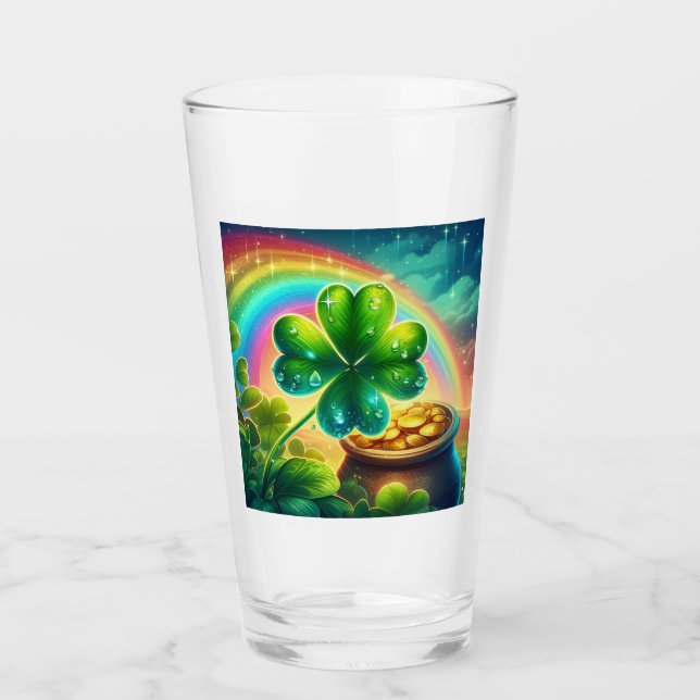 Copo De Pint Trevo do dia do Rainbow Saint Patrick (Frente)