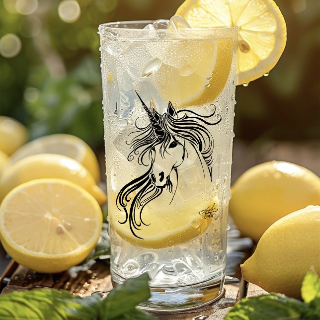 Copo De Pint Tribal Black Ink Unicorn (Criador carregado)