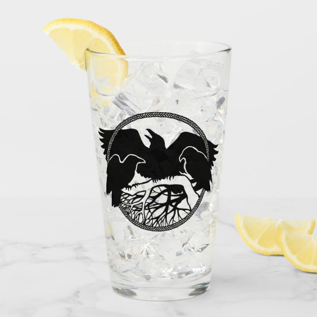 Copo De Pint Tribal Raven Glass Native Raven Glass Personalize (Gelo frontal)