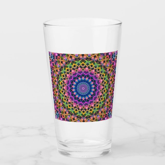 Copo De Pint Trippy Psychedelic Kaleidoscope Vidro (Frente)