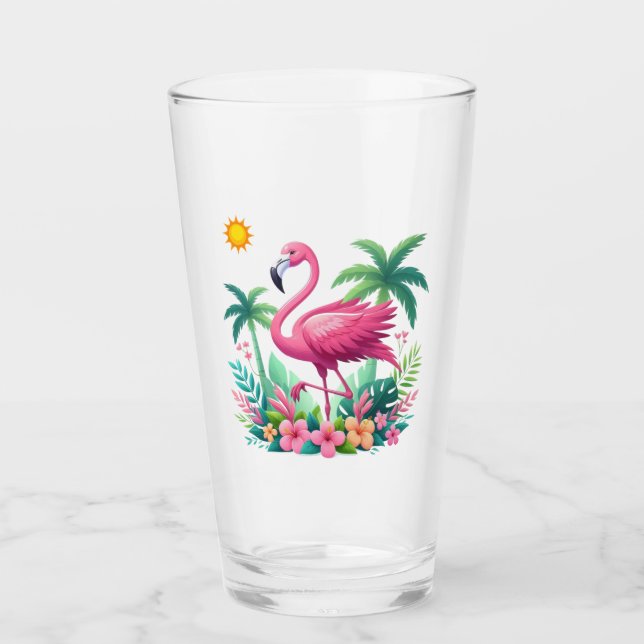 Copo De Pint Tropical/Flórida rosa flamingo (Frente)