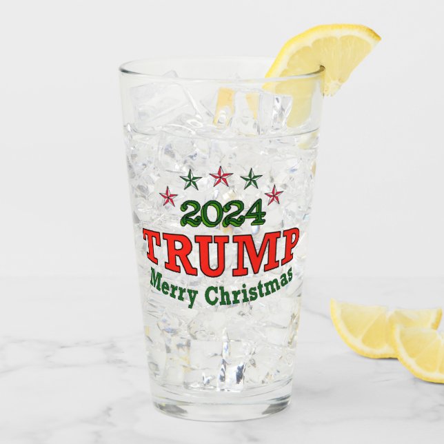 Copo De Pint Trump 2024 Vidro de Natal Merry (Gelo traseiro)