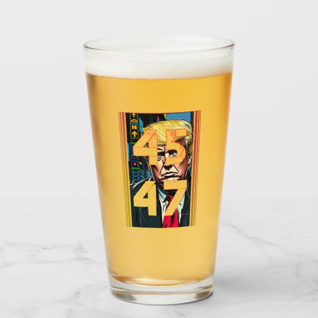 Copo De Pint Trump 45 47 Retrato de arte Pop (Frente (Preenchido))