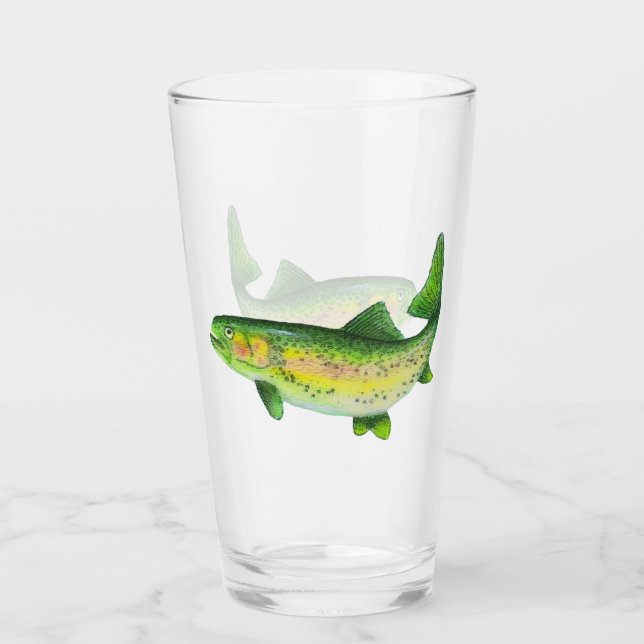Copo De Pint Truta Arco-Íris de Aquarela (Frente)