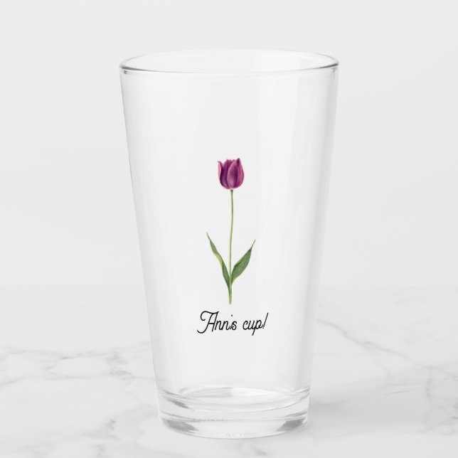 Copo De Pint Tulipa Roxa Elegante Personalizada (Frente)