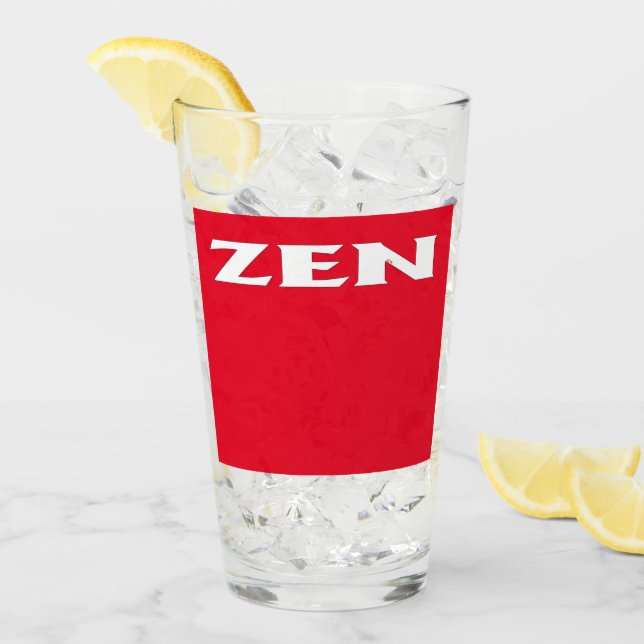 Copo De Pint Tumbido de vidro vermelho branco Zen (Gelo frontal)