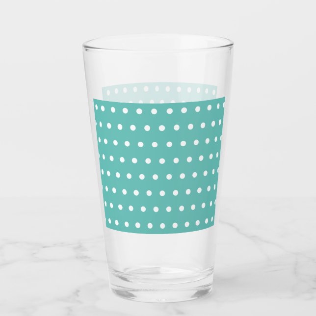 Copo De Pint Tumbler de vidro bolinhas (Aqua & White) (Frente)
