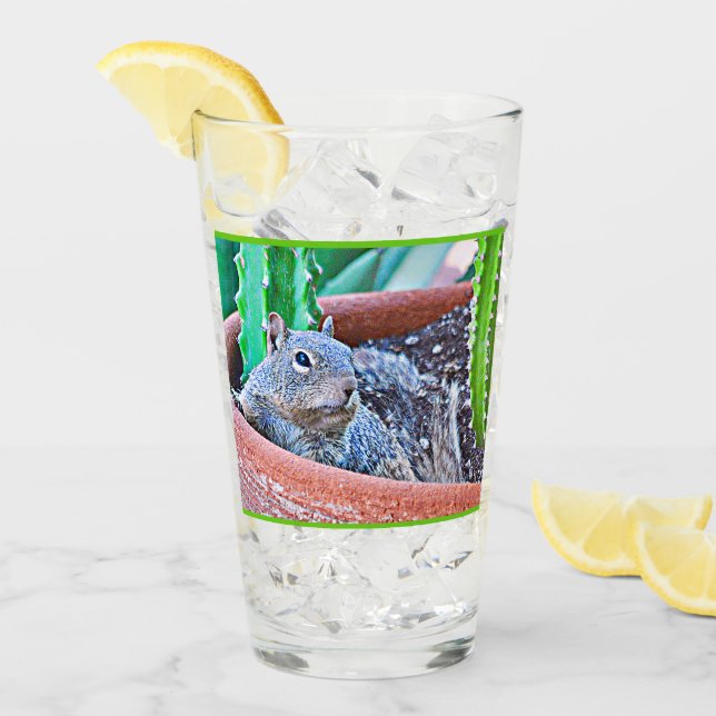 Copo De Pint Tumbler de vidro da bebida do esquilo à terra (Gelo frontal)