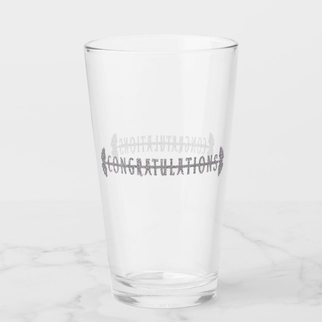 Copo De Pint Tumbler de vidro de cerveja parabéns (Frente)