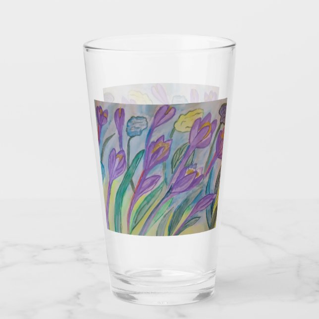 Copo De Pint Tumbler de vidro de crocus abstrato Primavera (Frente)