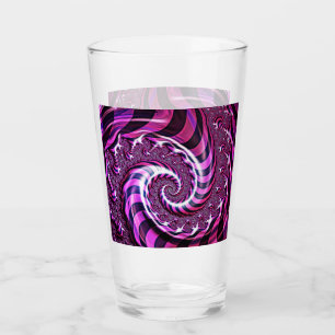 Copo De Pint Tumbler de vidro de ilusão espiral, rosa e preto