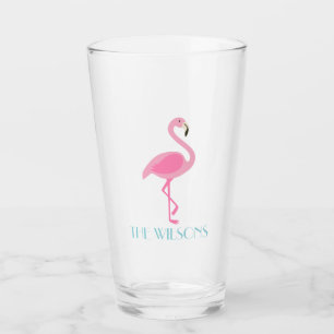 Copo De Pint Tumbler de Vidro Personalizado Flamingo Rosa