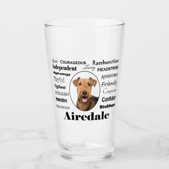 Copo De Pint Tumbler do vidro de Airedale (Frente)