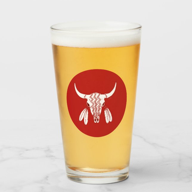 Copo De Pint Tumulador de vidro do Red Ghost Dance Buffalo (Frente (Preenchido))