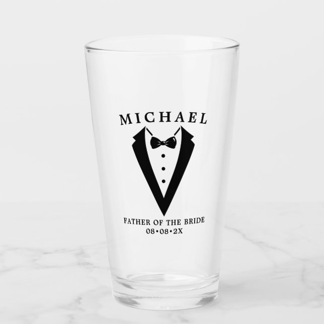 Copo De Pint Tuxedo personalizado padre da noiva (Frente)