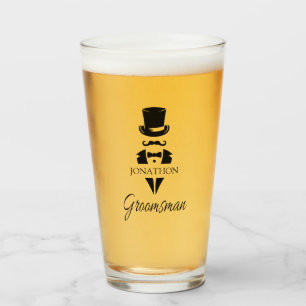 Copo De Pint Tuxedo Top Hat do Nome do padrinho de casamento