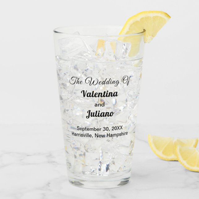Copo De Pint Typography Style Wedding Glass Cup (Gelo traseiro)