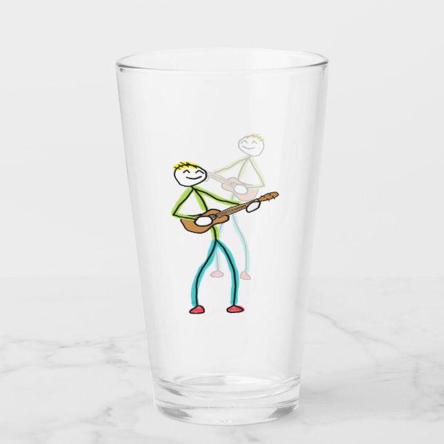 Copo De Pint Ukulele Playing Stickman (Frente)