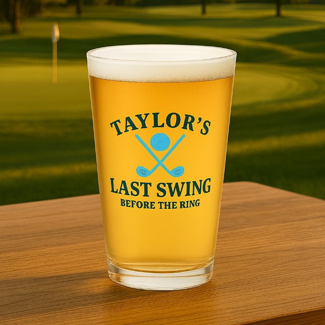 Copo De Pint Último Swing Antes do Anel de Noivado de Golfe (Last Swing Before The Ring Golf Bachelor Glass by Ricaso 

Groom to be and his crew glasses)