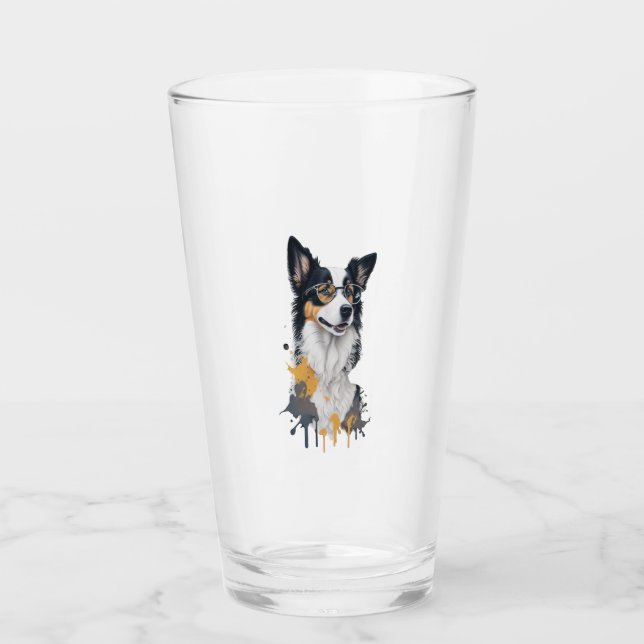 Copo De Pint Um cachorro bonito Border Collie (Frente)