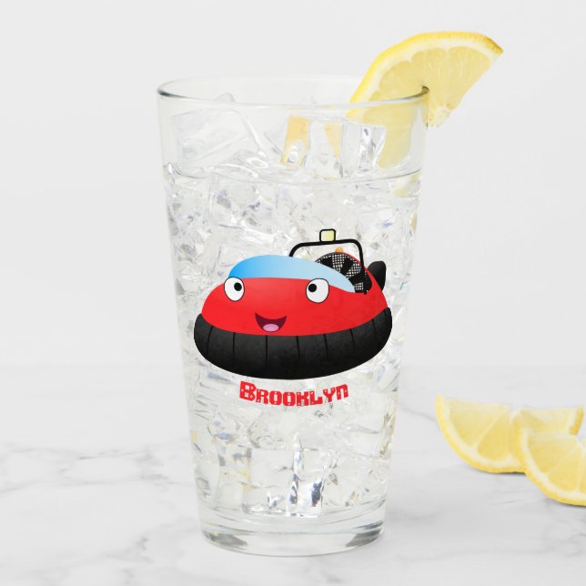 Copo De Pint Um desenho animado de hovercraft, vermelho e bonit (Gelo traseiro)